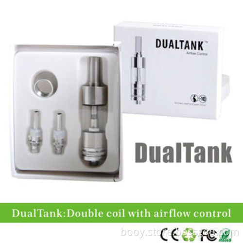 Pyrex Glass Huge Vapor E-cigarette Atomizer Dual Tank Clearomizer with 9 Various Drip Tips